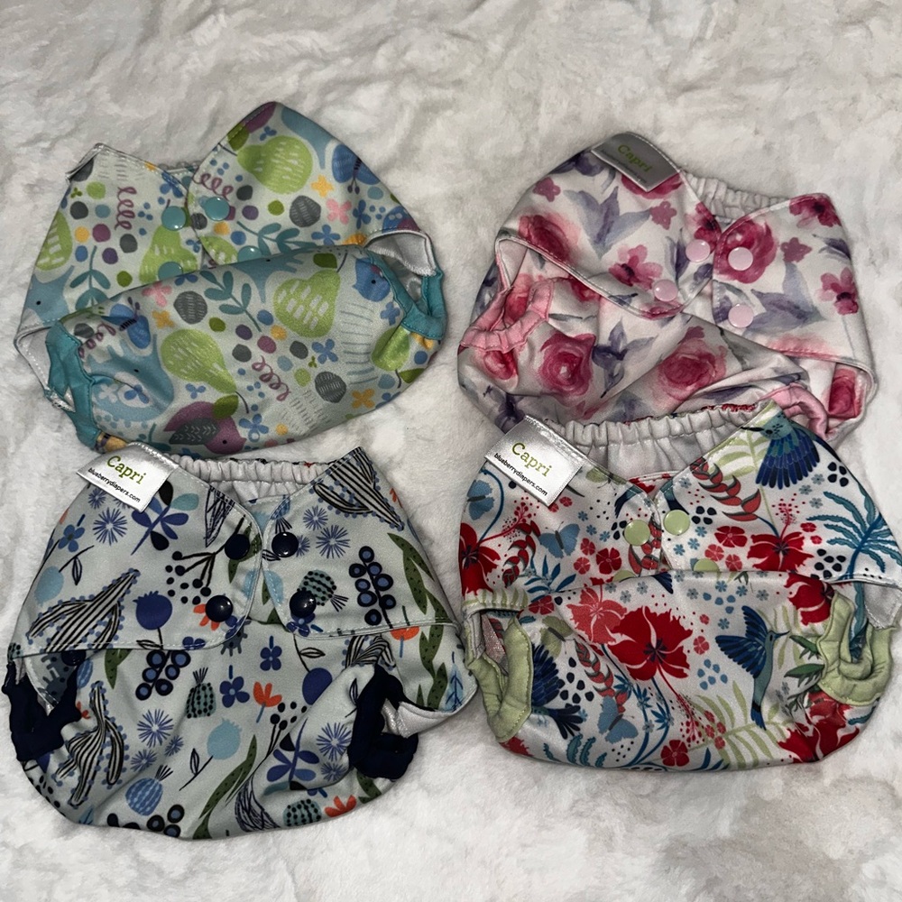 Floral and Nature Print Diaper Covers - Set of 4
